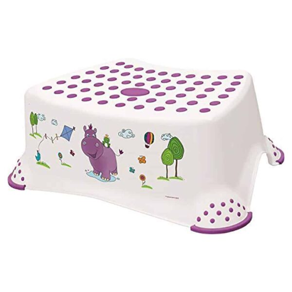 Step Stool Hippo White with anti slip function by Keeper Le3ab Store