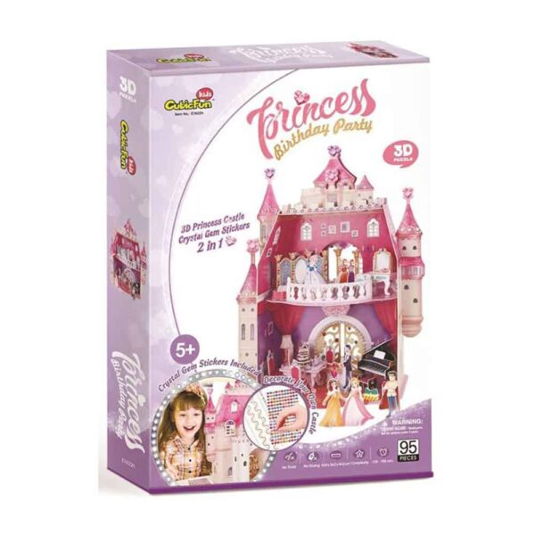 Princess Birthday Party 95 pcs 3D Princess Castle Crystal Gem Stickers 2 in 1 لعب ستور