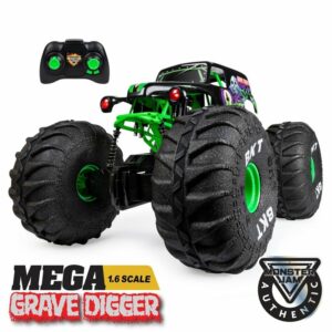 Monster Jam, Official Mega Grave Digger All-Terrain Remote Control Monster Truck with Lights Scale