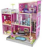 KidKraft Uptown Wooden Dollhouse with Lights & Sounds, Pool and 36 Accessories - Image 3