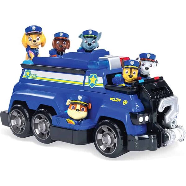 PAW-Patrol,-Chase’s-Total-Team-Rescue-Police-Cruiser-Vehicle-with-6-Pups,-for-Kids-Aged-3-and-Up