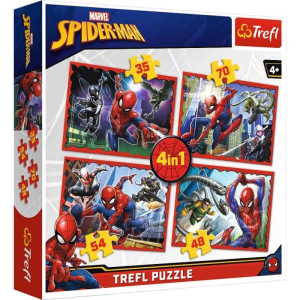 puzzle 4w1 w sieci spider mana marvel trefl لعب ستور