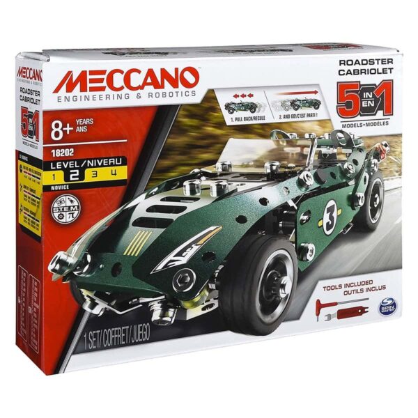 Meccano Roadster Pull Back Car 5 Model Set
