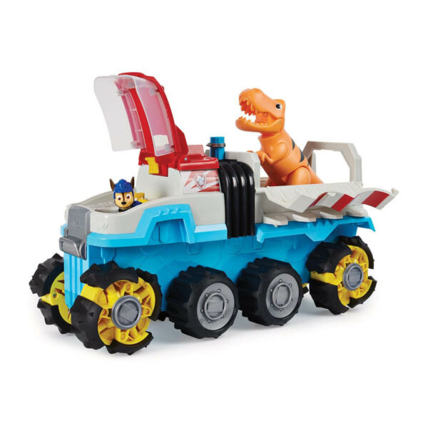 Paw Patrol, Dino Rescue Dino Patroller Motorized Team Vehicle with Exclusive Chase and T. Rex Figures