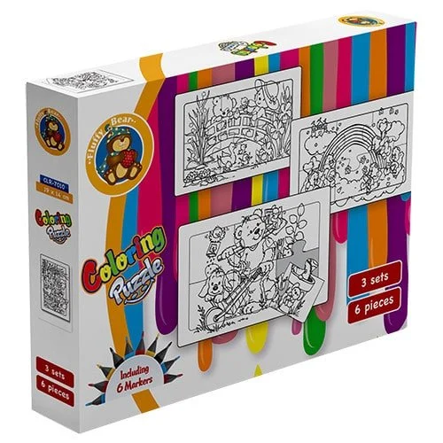 Bears Coloring 3 Puzzle Sets 6 pieces - Fluffy Bear