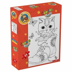 Cat – Coloring Puzzle 24 pieces - Fluffy Bear