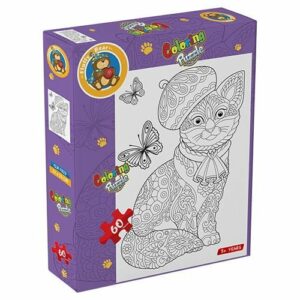 Cat – Coloring Puzzle 60 pieces - Fluffy Bear