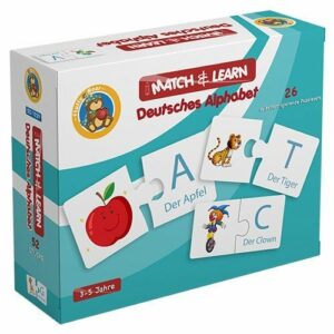 Match & Learn – Deutsches Alphabet 26 Self Correcting Puzzle Sets - Fluffy Bear