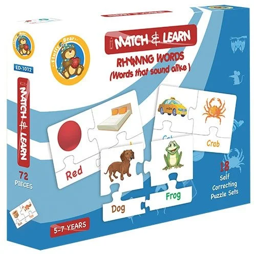 Match & Learn – Rhyming Words 18 Self Correcting Puzzle Sets - Fluffy Bear Match & Learn – Rhyming Words 18 Self Correcting Puzzle Sets - Fluffy Bear