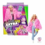 Barbie Extra Doll #3 in Pink Coat with Pet Unicorn-Pig