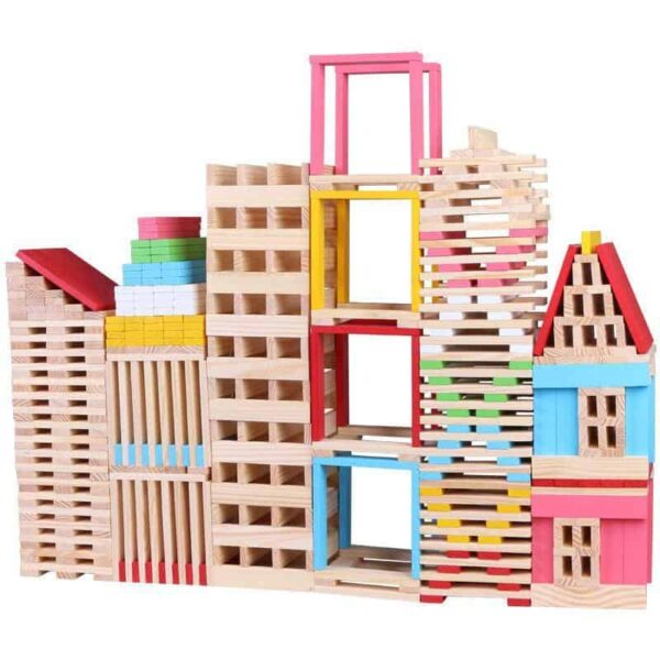 مكعبات بناء خشبية ملونة للأطفال ١٥٠ قطعة