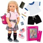 Posable School Doll with Storybook Accessories Hally 46cm Our Generation - Image 2