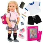 Posable School Doll with Storybook Accessories Hally 46cm Our Generation - Image 2