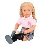 Posable School Doll with Storybook Accessories Hally 46cm Our Generation - Image 3