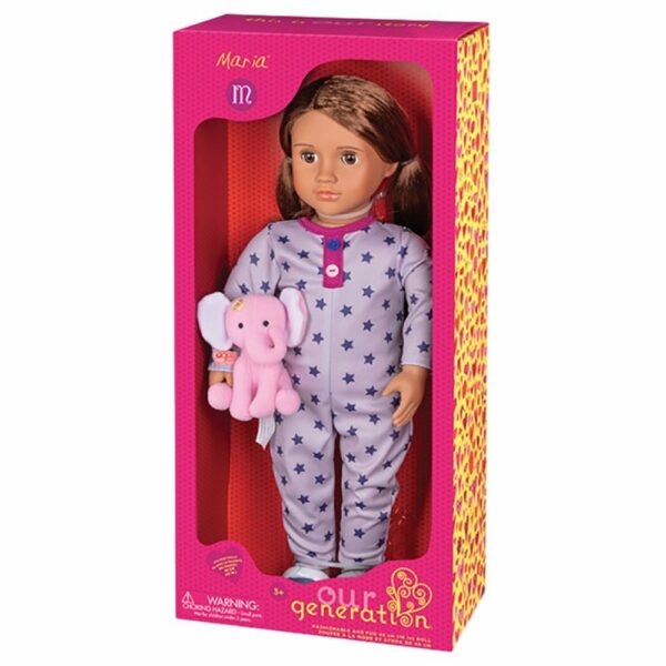 Maria Doll with Onesie And Elephant Plush Toy Our Generation
