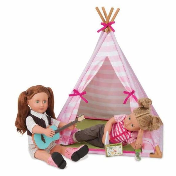 Play Tent with Accessories for 18 Dolls - Mini Tent Playset - Pink Our Generation