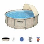 Power steel swimming pool 3.96m * 1.07m + umbrella + ladder + cover + filter - Image 6