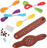 Bracelet Making Kit – 28pc Jewelry Set with Embroidery Floss and Leatherette Cuffs Craftabelle - Image 6