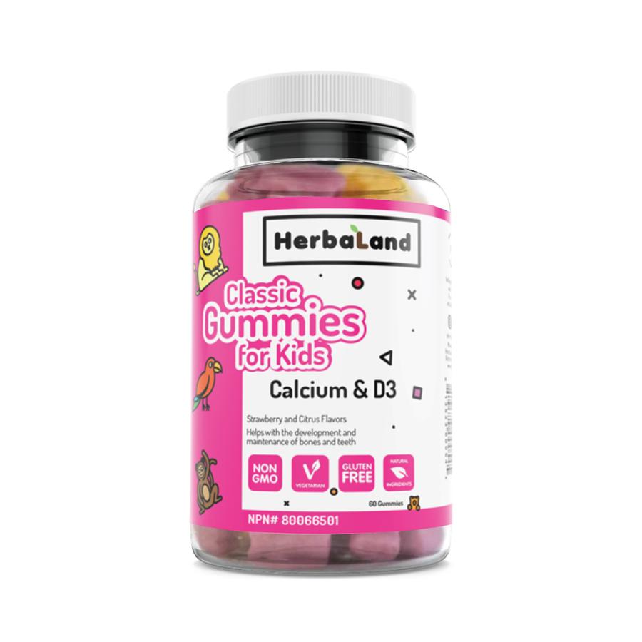 Calcium and D3 Classic Gummies for Kids - Herbaland Calcium and D3 Classic Gummies for Kids - Herbaland
