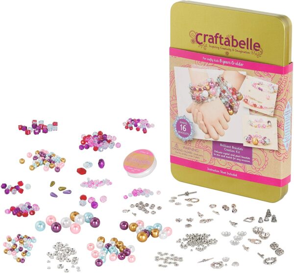 Bracelet Making Kit – 492pc Jewelry Set with Crystal and Pearl Beads Craftabelle