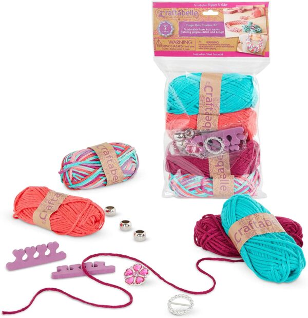 Finger Knit Creation Kit – Beginner Knitting Kit – 11pc Craftabelle