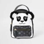 Girls Black Monogram Panda Mini Backpack