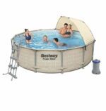 Power steel swimming pool 3.96m * 1.07m + umbrella + ladder + cover + filter - Image 2