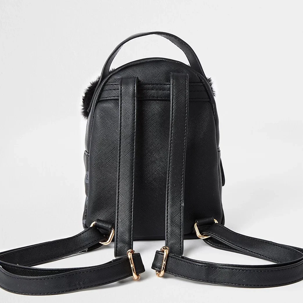 Girls Black Monogram Panda Mini Backpack River Island - Image 3