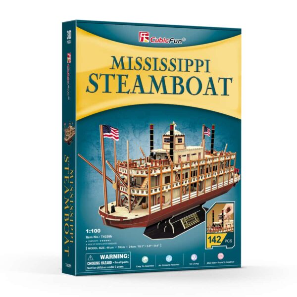 Mississippi Steamboat Shaped 3D Puzzle 142 Pieces Cubic Fun