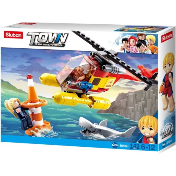 Town Surf Beach Helicopter Kids Building Block Toys 149 Pcs Sluban