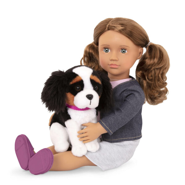 Maddie Doll with a King Charles dog