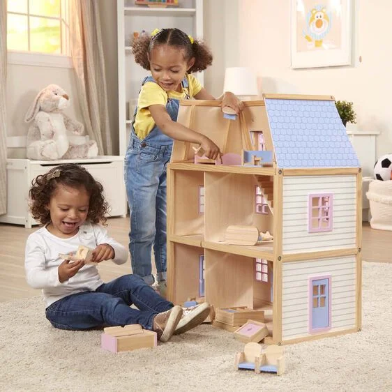 Multi-Level Dollhouse With 19 pcs Furniture Melissa & Doug - Image 3