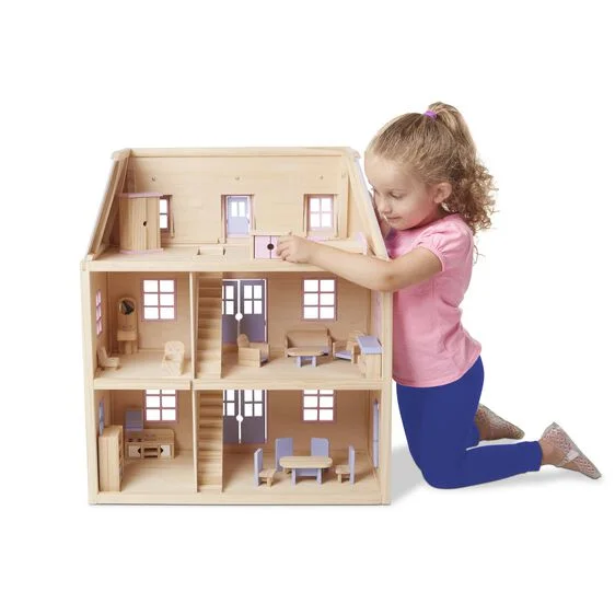 Multi-Level Dollhouse With 19 pcs Furniture Melissa & Doug - Image 5