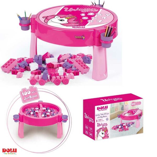 Dolu 2 in 1 Play Table with Unicorn Blocks Le3ab Store