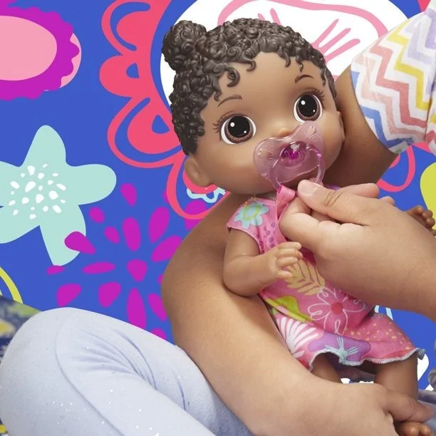 Baby Alive Baby Lil Sounds: Interactive Black Hair Baby Doll, Includes Dress and Pacifier - Image 2