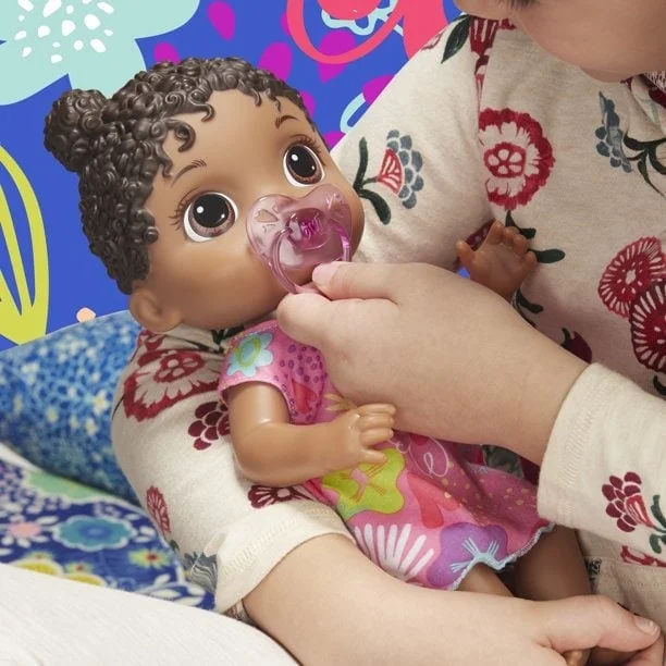 Baby Alive Baby Lil Sounds: Interactive Black Hair Baby Doll, Includes Dress and Pacifier - Image 4