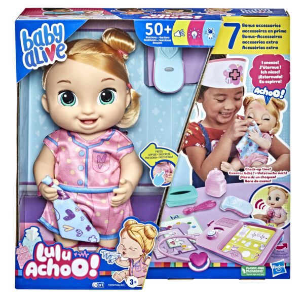 baby alive lulu achoo doll bonus pack interactive doctor play toy blonde hair Le3ab Store