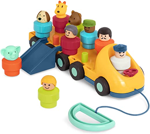 Battat – Spinning Bus – Developmental Pull Toy with Accessories for Toddlers – Bus Toy with Moving Parts and 9 Toy Characters – 18 Months + Spinning Bus Toy Battat - Image 1