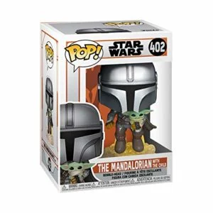funko pop star wars the mandalorian mandalorian flying with the child grey 1 Le3ab Store
