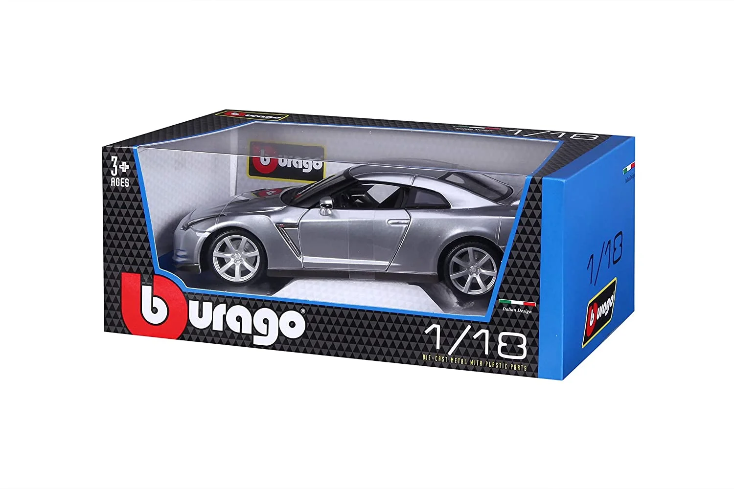 2009 Nissan GTR R-35 Silver Diecast Model Car 1/18 Bburago - Image 5