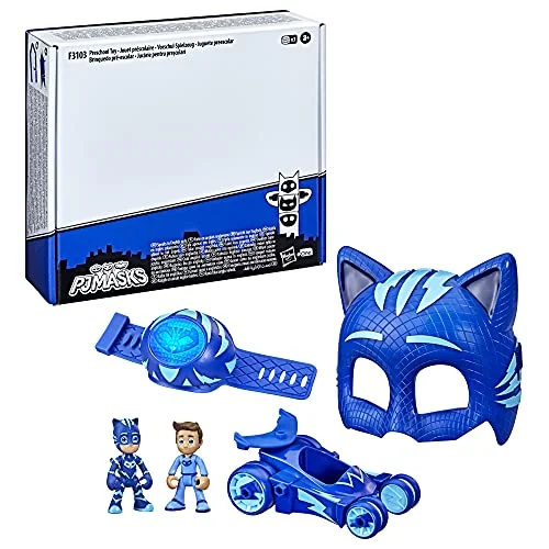 PJ Masks Catboy Power Pack Preschool Toy Set with 2 PJ-Masks-Action-Figures, Vehicle, Wristband, and-Costume-Mask - Image 2