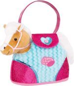 Pucci Pups by Battat – Beige Horse with Blue Stripes and Pink Pony Bag (ST8274Z) 10 inches - Image 2