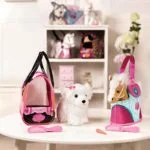 Pucci Pups by Battat – Beige Horse with Blue Stripes and Pink Pony Bag (ST8274Z) 10 inches - Image 6