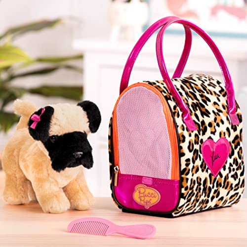 pucci pups by battat leopard print plush bag and pug 8 inches 3 Le3ab Store