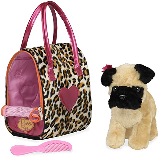 pucci pups by battat leopard print plush bag and pug 8 inches لعب ستور