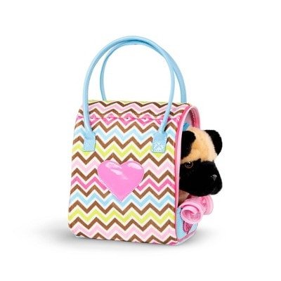 pucci pups zigzag print glam bag with pug stuffed animal 4 لعب ستور