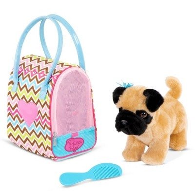 pucci pups zigzag print glam bag with pug stuffed animal لعب ستور
