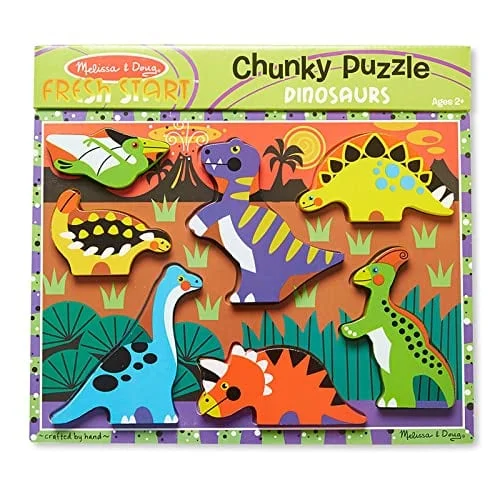 Melissa & Doug Dinosaur Wooden Chunky Puzzle (7 pcs) - Image 3