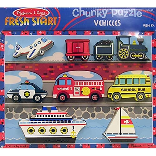 melissa doug vehicles wooden chunky puzzle plane train cars and boats 1 لعب ستور
