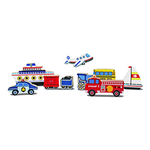 melissa doug vehicles wooden chunky puzzle plane train cars and boats 4 لعب ستور